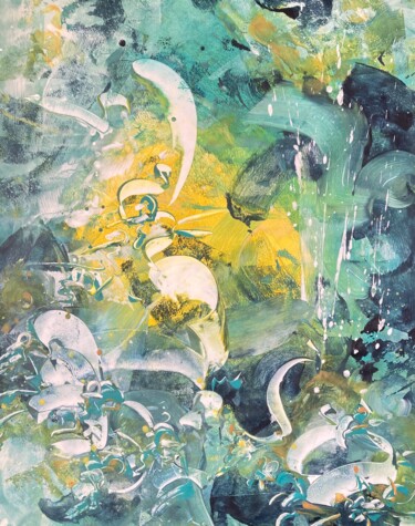 Painting titled "SOURCE" by Delphine Bernard, Original Artwork, Acrylic Mounted on Cardboard