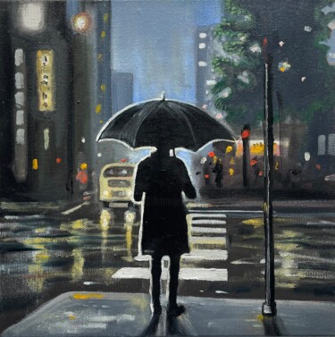 Painting titled "CROSSING" by Robert Inestroza, Original Artwork, Oil Mounted on Wood Stretcher frame