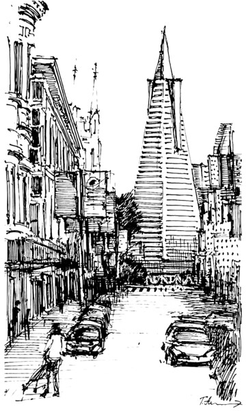 Transamerica Pyramid, San Francisco Arte digitale intitolato "Transamerica Pyrami…" da Tatiana Alekseeva, Opera d'arte originale, Inchiostro