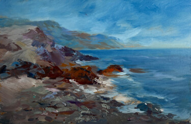 Painting titled "Sea waves are beati…" by Yuriy Suprunchuk, Original Artwork, Oil Mounted on Cardboard