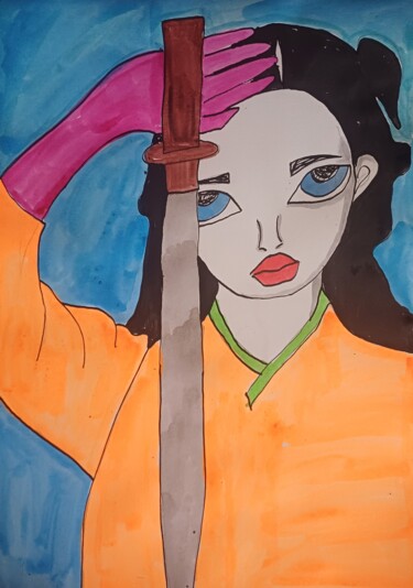 Tekening getiteld "Final fantasy" door Ashton Knighting, Origineel Kunstwerk, Inkt