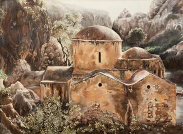 Αγιοφάραγγο (Agiofarago) Peinture intitulée "Αγιοφάραγγο (Agiofa…" par Marina Vaporaki, Œuvre d'art originale, Huile Monté sur Châssis en bois