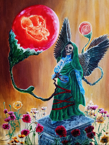 Coffin Birth Painting titled "Coffin Birth" by Ignacio Sanzana, Original Artwork, Acrylic