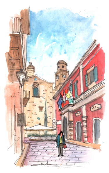 Monopoli In Italy 04 Schilderij getiteld "Monopoli In Italy 04" door Miki De Goodaboom, Origineel Kunstwerk, Gouache