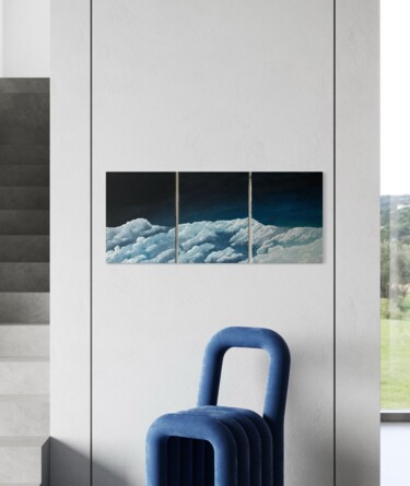 Malerei mit dem Titel "Triptyque horizon d…" von Eurielle Couderchet, Original-Kunstwerk, Acryl Auf Keilrahmen aus Holz mont…