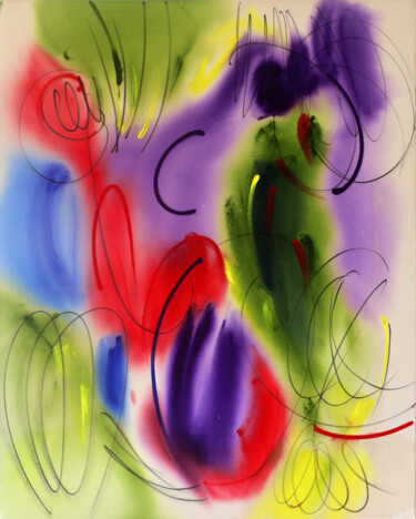 Painting titled "Colorful Resonance…" by Evgenia Makarova, Original Artwork, Oil Mounted on Wood Stretcher frame