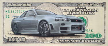 the president skyline (dollar car 120*50*2cm) 绘画 标题为“the president skyli…” 由Sergey Stetsenko, 原创艺术品, 丙烯 安装在木质担架架上