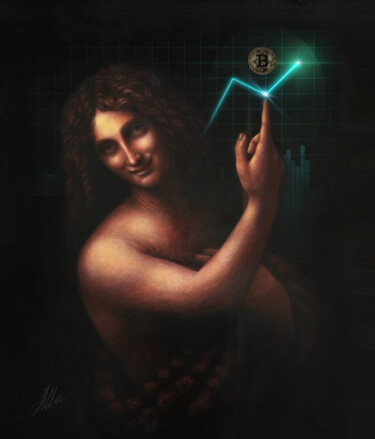 St. John Predicts the Bull Market – Bitcoin Renaissance Digitale Kunst getiteld "St. John Predicts t…" door Alla Ostrovsky, Origineel Kunstwerk, Digitaal Schilderwerk