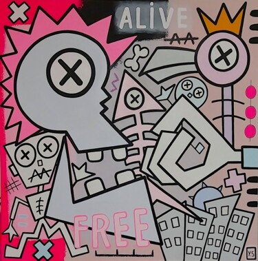 제목이 "Alive"인 미술작품 Yann Sciberras로, 원작, 아크릴 나무 들것 프레임에 장착됨