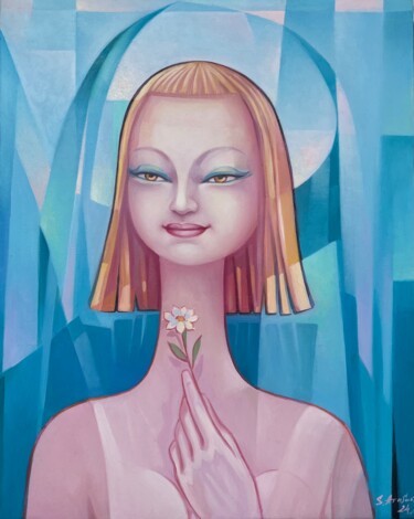 The Blonde Girl Painting titled "The Blonde Girl" by Samvel Atasunts, Original Artwork, Oil