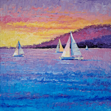 绘画 标题为“Dreamy Sails At Sun…” 由Mariia Raskin, 原创艺术品, 丙烯