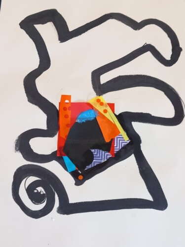 Collages getiteld "Collage and ink" door Ronnie Kolner, Origineel Kunstwerk, Collages