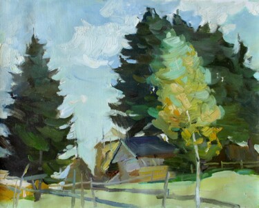 Summer Day in the Carpathians Pittura intitolato "Summer Day in the C…" da Olena Mishyna, Opera d'arte originale, Olio Montato su Telaio per barella in le…