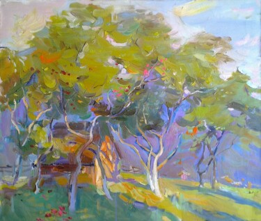 Peinture intitulée "Apple Orchard" par Olena Mishyna, Œuvre d'art originale, Huile Monté sur Châssis en bois