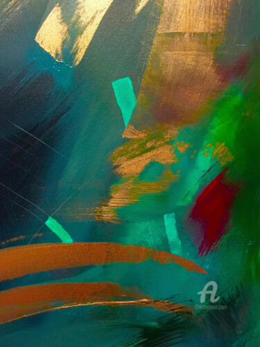 Peinture intitulée "Green Abstract [Por…" par Geneviève Chaussé, Œuvre d'art originale, Acrylique
