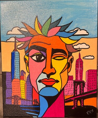 Pintura titulada "New york" por Paulo Dos Santos, Obra de arte original, Acrílico Montado en Bastidor de camilla de madera