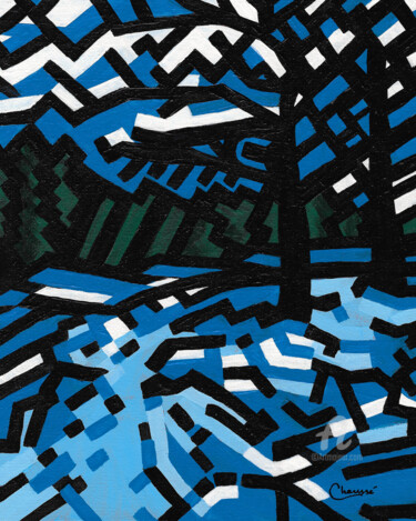 绘画 标题为“Abstraction Hiverna…” 由Geneviève Chaussé, 原创艺术品, 丙烯 安装在纸板上
