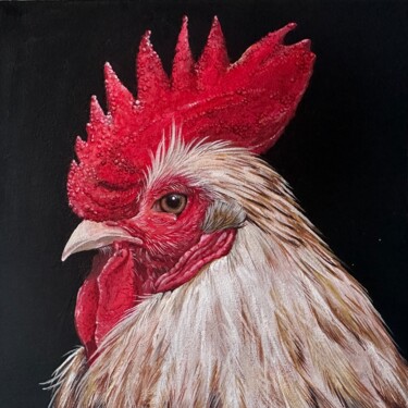 Le Coq n°2 Painting titled "Le Coq n°2" by Angelina Brand, Original Artwork, Acrylic Mounted on Wood Panel