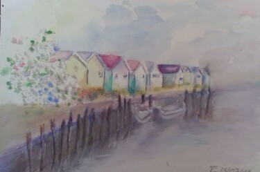 Pintura titulada "Cabane" por John Des Îles, Obra de arte original, Acuarela