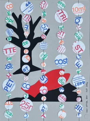 Collages intitulée "The Ocean Cleanup #3" par Mana, Œuvre d'art originale, Gouache Monté sur Panneau de bois