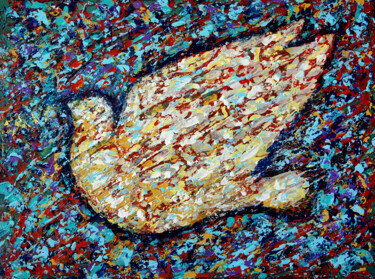 Dove of peace Painting titled "Dove of peace" by Denis Kuvayev, Original Artwork, Acrylic Mounted on Wood Stretcher frame