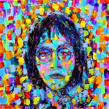 Reincarnation of John Lennon or Girls portrait 绘画 标题为“Reincarnation of Jo…” 由Denis Kuvayev, 原创艺术品, 丙烯 安装在纸板上