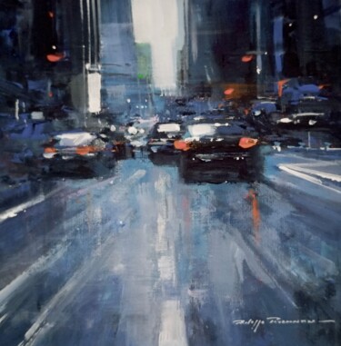 Painting titled "NYC N° 2235" by Philippe Perennou, Original Artwork, Oil Mounted on Wood Panel