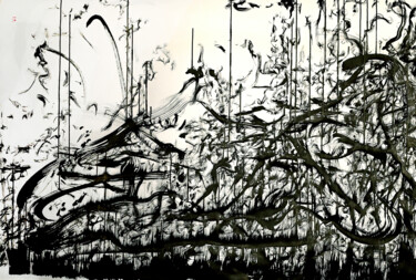 Peinture intitulée "Abstract Encre de C…" par Yann Pelcat, Œuvre d'art originale, Encre Monté sur Carton