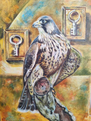 Peinture intitulée "Bird of prey" par Ludmila Koval, Œuvre d'art originale, Huile Monté sur Châssis en bois