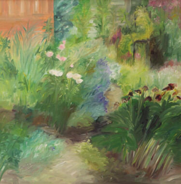 Peinture intitulée "Rosen und Lavendel" par Ute Meyer, Œuvre d'art originale, Huile Monté sur Châssis en bois