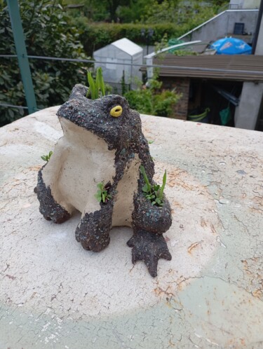 Sculpture titled "Crapaud" by Valentin Boudon, Original Artwork, Clay