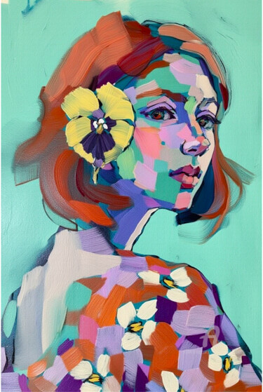 "35-Abstract portrait" başlıklı Dijital Sanat Teresa Casas tarafından, Orijinal sanat, AI tarafından oluşturulan görüntü