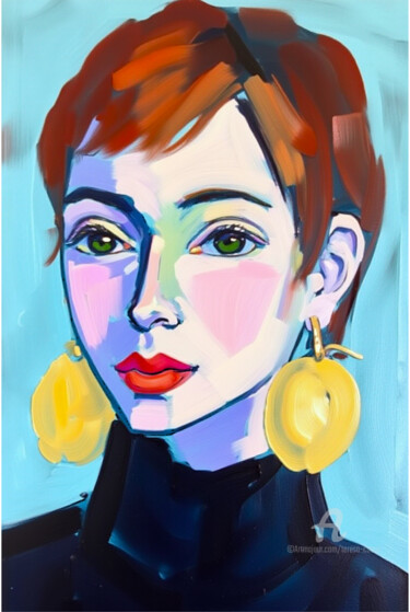 "36-Abstract portrait" başlıklı Dijital Sanat Teresa Casas tarafından, Orijinal sanat, AI tarafından oluşturulan görüntü