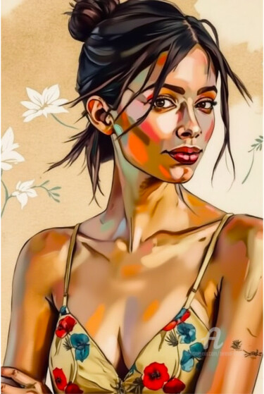 数字艺术 标题为“39-Abstract portrait” 由Teresa Casas, 原创艺术品, AI生成的图像