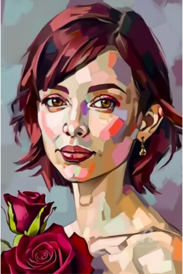 제목이 "40-Abstract portrait"인 디지털 아트 Teresa Casas로, 원작, AI 생성 이미지