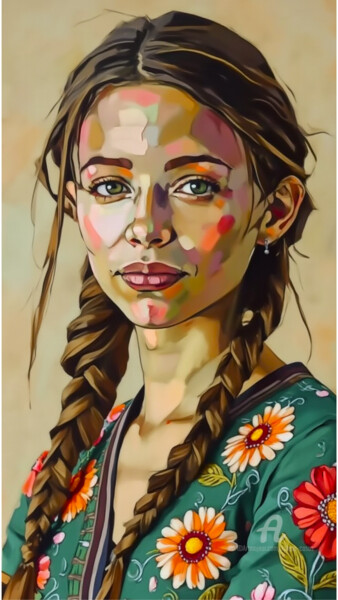 数字艺术 标题为“41-Abstract portrait” 由Teresa Casas, 原创艺术品, AI生成的图像