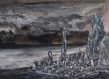 Painting titled "Abandoned beach res…" by Milto Sideris, Original Artwork, Acrylic