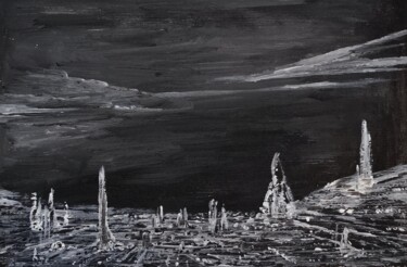 Painting titled "Three Skyscraper to…" by Milto Sideris, Original Artwork, Acrylic