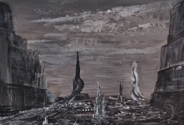Painting titled "Abandoned canyon to…" by Milto Sideris, Original Artwork, Acrylic