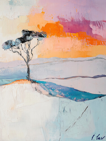 Line of Stillness. Minimalist Abstract Landscape Art Print Digital Arts titled "Line of Stillness.…" by Irina Lav, Original Artwork, Digital Painting