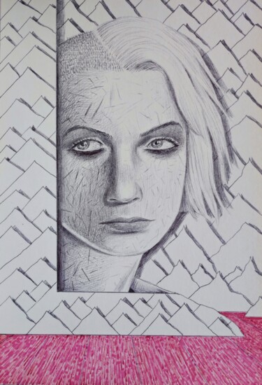 Drawing titled "Blankie" by Milto Sideris, Original Artwork, Ballpoint pen