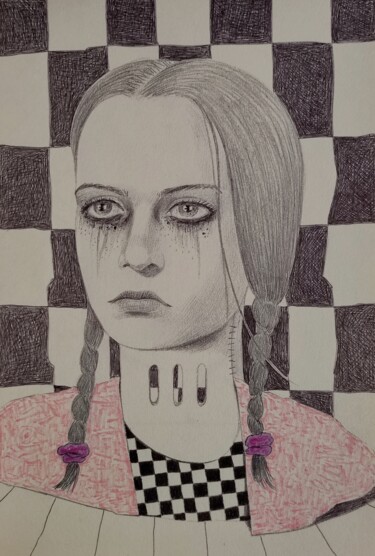 Tekening getiteld "Toesdei" door Milto Sideris, Origineel Kunstwerk, Balpen