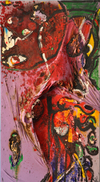 Collages titled "Capitalismo Vorace" by Gianfranco Volpicelli, Original Artwork, Acrylic Mounted on Wood Panel