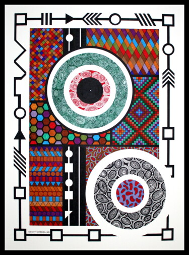 Dessin intitulée "ON THE BORDER." par Knight Sherring, Œuvre d'art originale, Encre Monté sur Carton