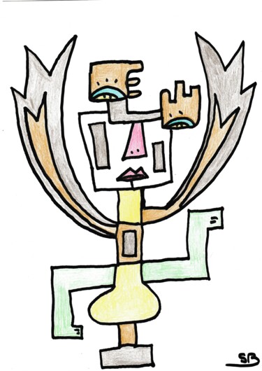 Drawing titled "" Elan Géométrique "" by Balavoine Sophie, Original Artwork, Pastel