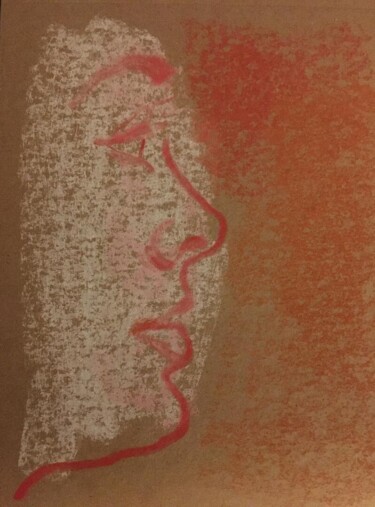 Painting titled "perfil rojo" by Antonio Zugasti Cabrillo, Original Artwork, Pastel