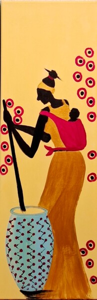 Peinture intitulée "Silhouette africain…" par Brigitte Mathé (MBL), Œuvre d'art originale, Acrylique Monté sur Châssis en bo…