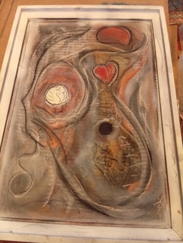 Peinture intitulée "Corazón heart" par Beck Sol, Œuvre d'art originale, Pastel Monté sur Carton