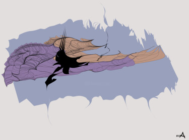 Digital Arts titled "Bird in the clouds" by Oksana Budnichenko, Original Artwork, Digital Painting
