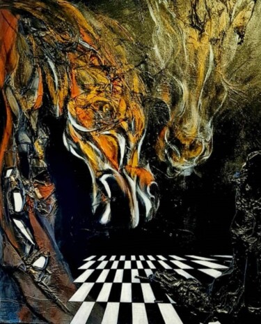 제목이 "MYSTERIOUS HORSE"인 미술작품 Alan Hieronim Konopczyński로, 원작, 아크릴 나무 들것 프레임에 장착됨